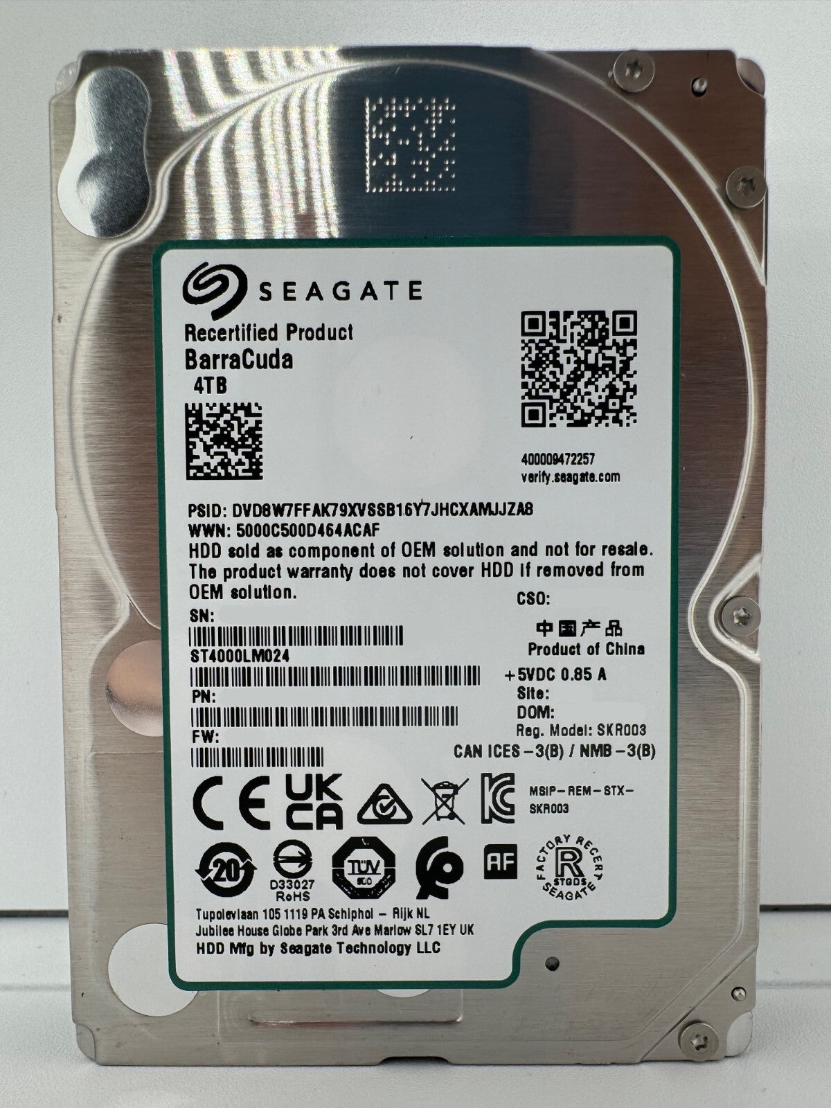 Seagate BarraCuda Festplatte ST4000LM024 - 4TB - 2,5 Zoll SATA3 HDD 15mm Bauhöhe