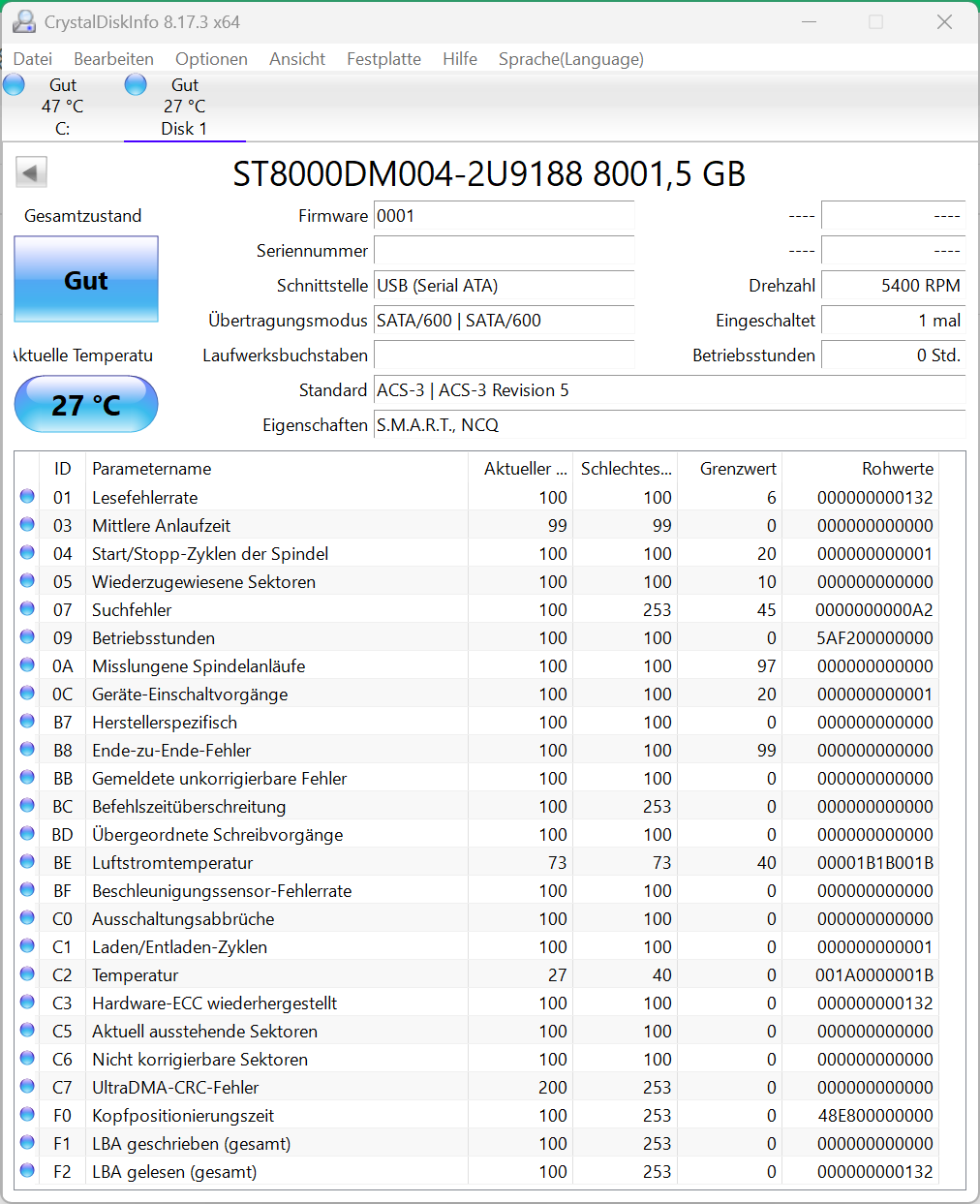 Seagate BarraCuda ST8000DM004 - 8TB interne Festplatte 3,5" Zoll SATA3 8 TB