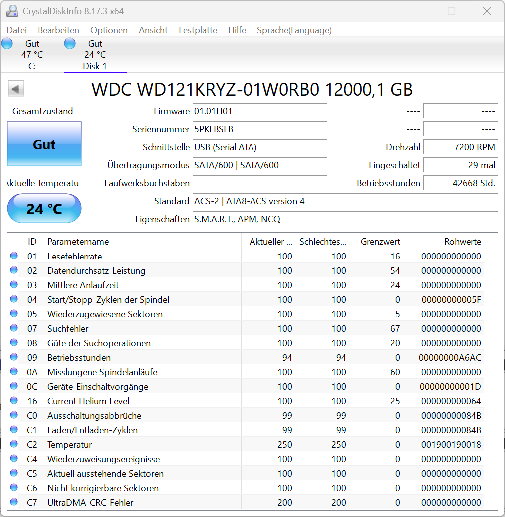Western Digital WD GOLD WD121KRYZ interne Festplatte 12TB 7200upm SATA3 3,5"