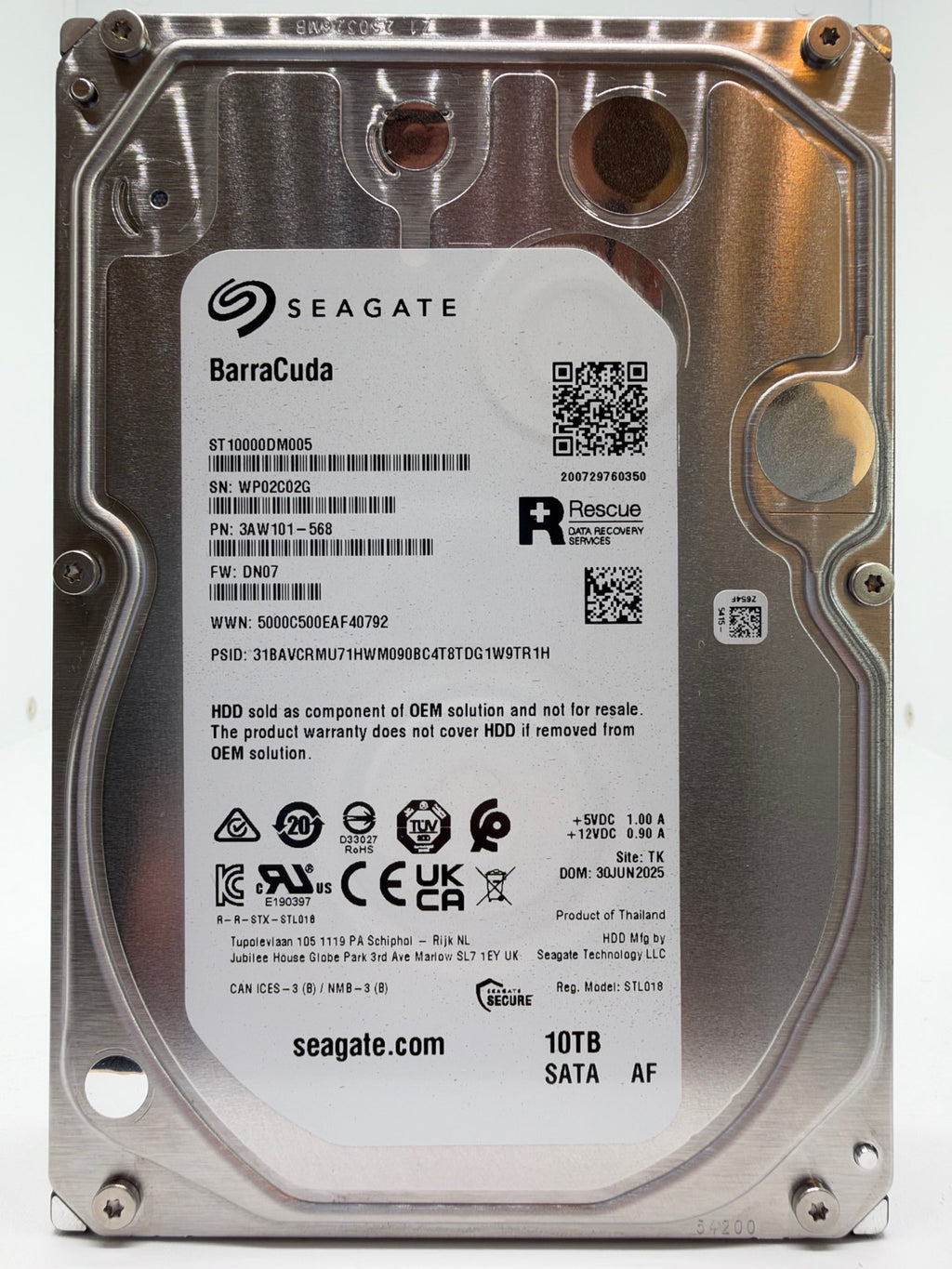 Seagate BarraCuda ST10000DM005 interne Festplatte 10TB 3,5 Zoll SATA3 -02G