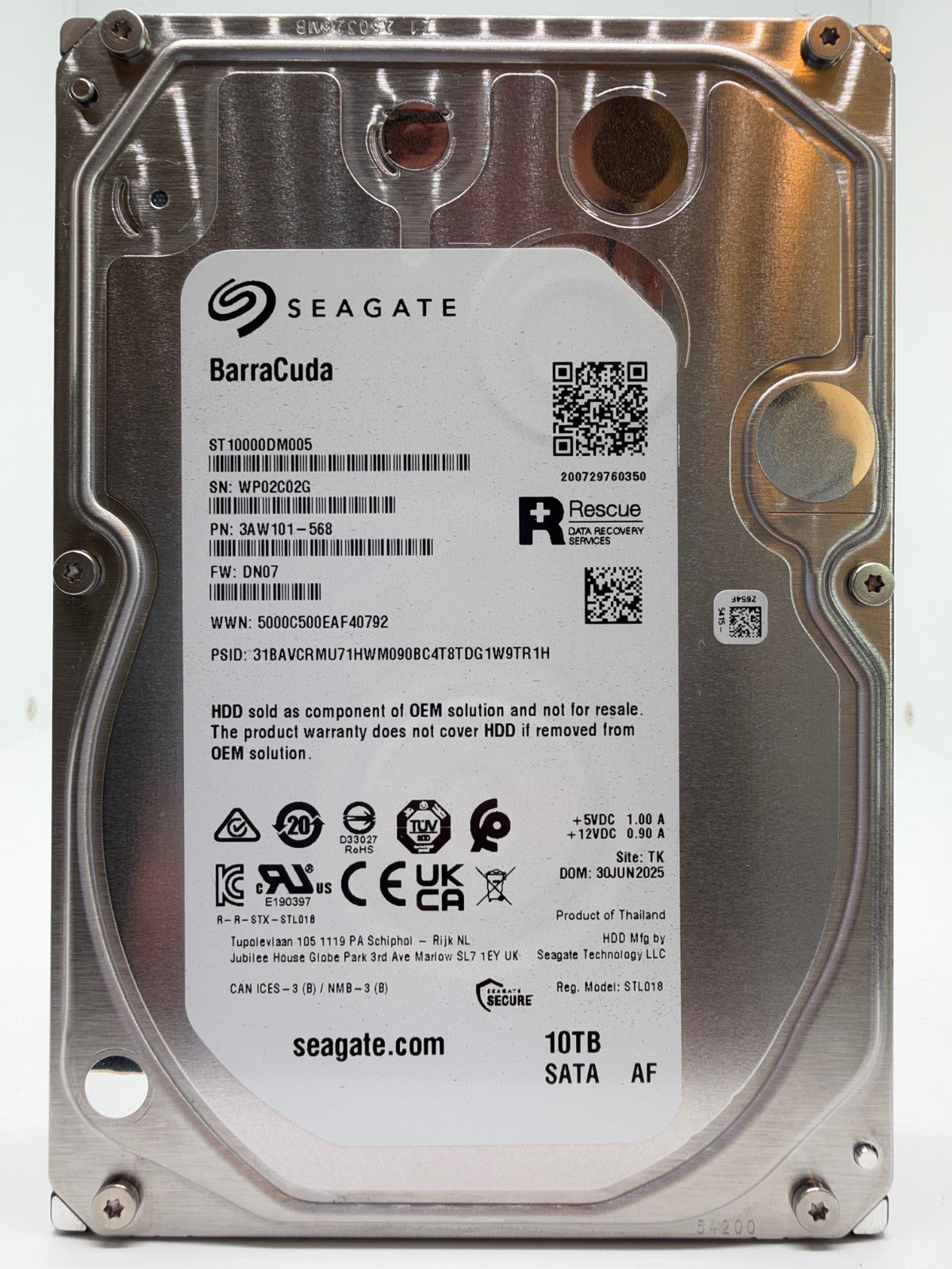 Seagate BarraCuda ST10000DM005 interne Festplatte 10TB 3,5 Zoll SATA3 -02G