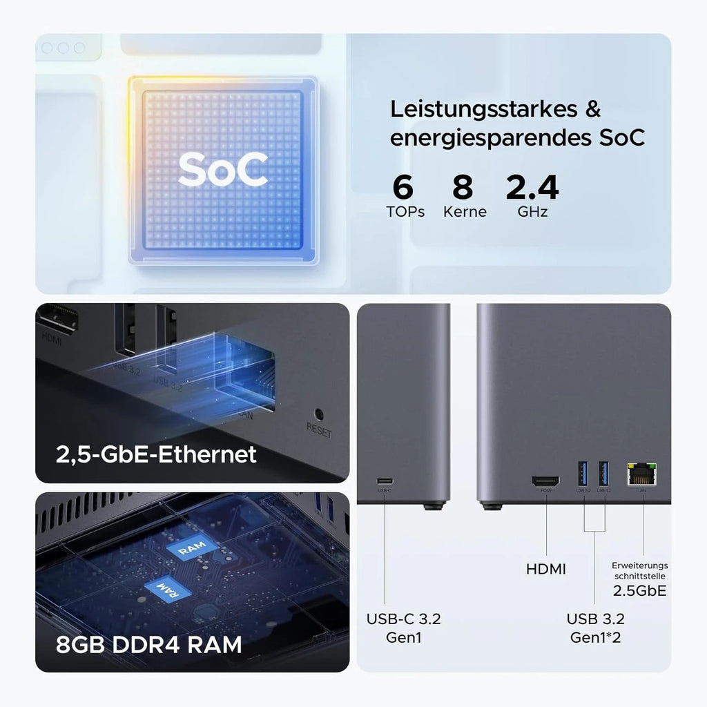 Ugreen NASync DH4300 Plus inkl. 24TB (4x 6TB Bestpreis Festplatte) Desktop NAS
