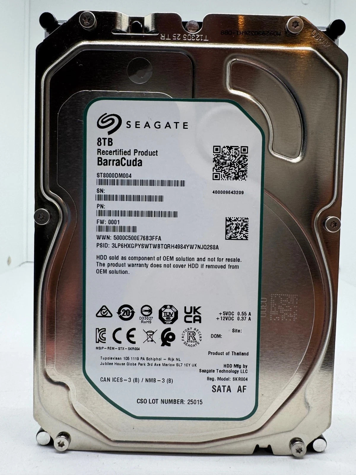 Seagate BarraCuda ST8000DM004 - 8TB interne Festplatte 3,5" Zoll SATA3 8 TB -ref