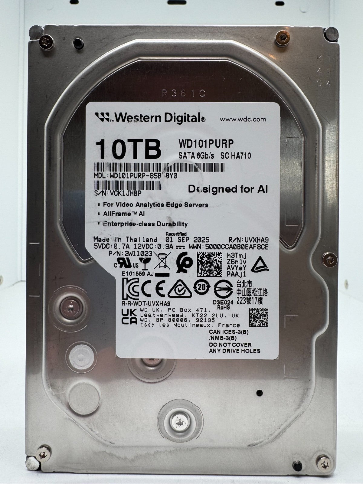 Western Digital WD Purple Pro 10TB Festplatte SATA3 WD101PURP -HBP