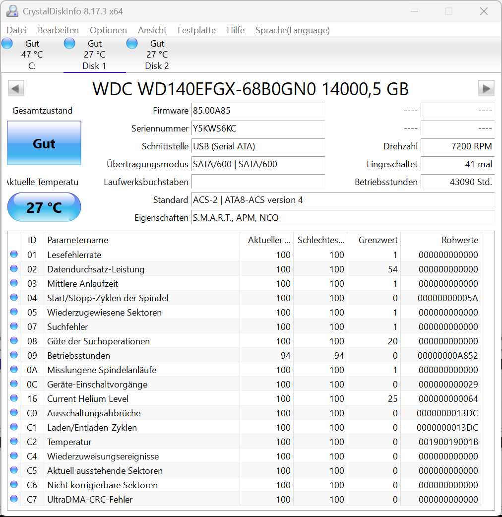 Western Digital WD RED Plus WD140EFGX 14TB interne Festplatte 7200 RPM SATA3