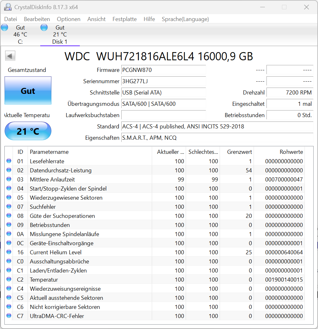 Western Digital Ultrastar DC HC550 16TB Festplatte SATA3 WUH721816ALE6L4 -7LJ
