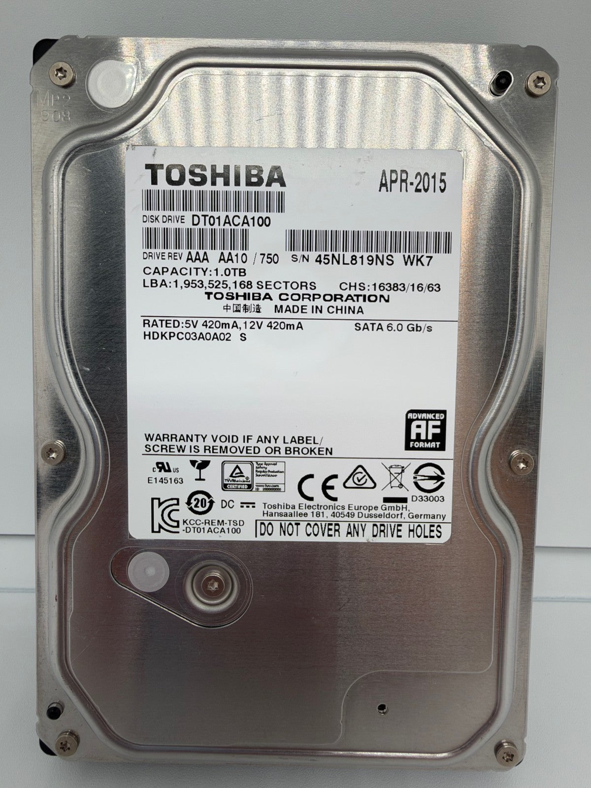 Toshiba DT01ACA100 Festplatte 1TB intern 3.5" SATA3 7200rpm 1TB Desktop HDD -ref