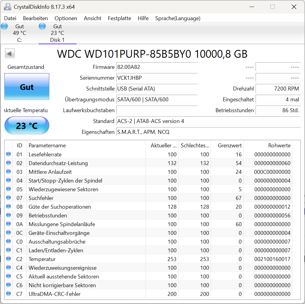 Western Digital WD Purple Pro 10TB Festplatte SATA3 WD101PURP -HBP