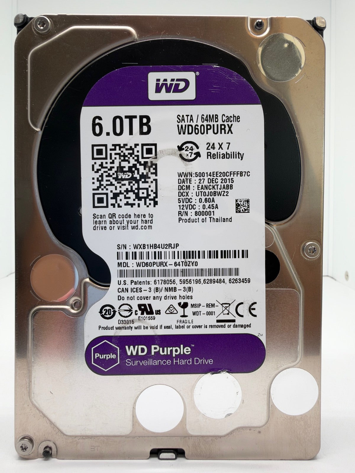 Western Digital WD Purple 6TB interne Festplatte SATA3 WD60PURX-64T0ZY0 6 TB