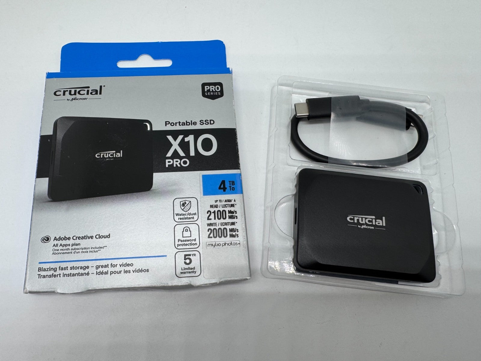 Crucial Portable SSD X10 Pro 4TB USB-C Tragbare externe SSD (CT4000X10PROSSD9)
