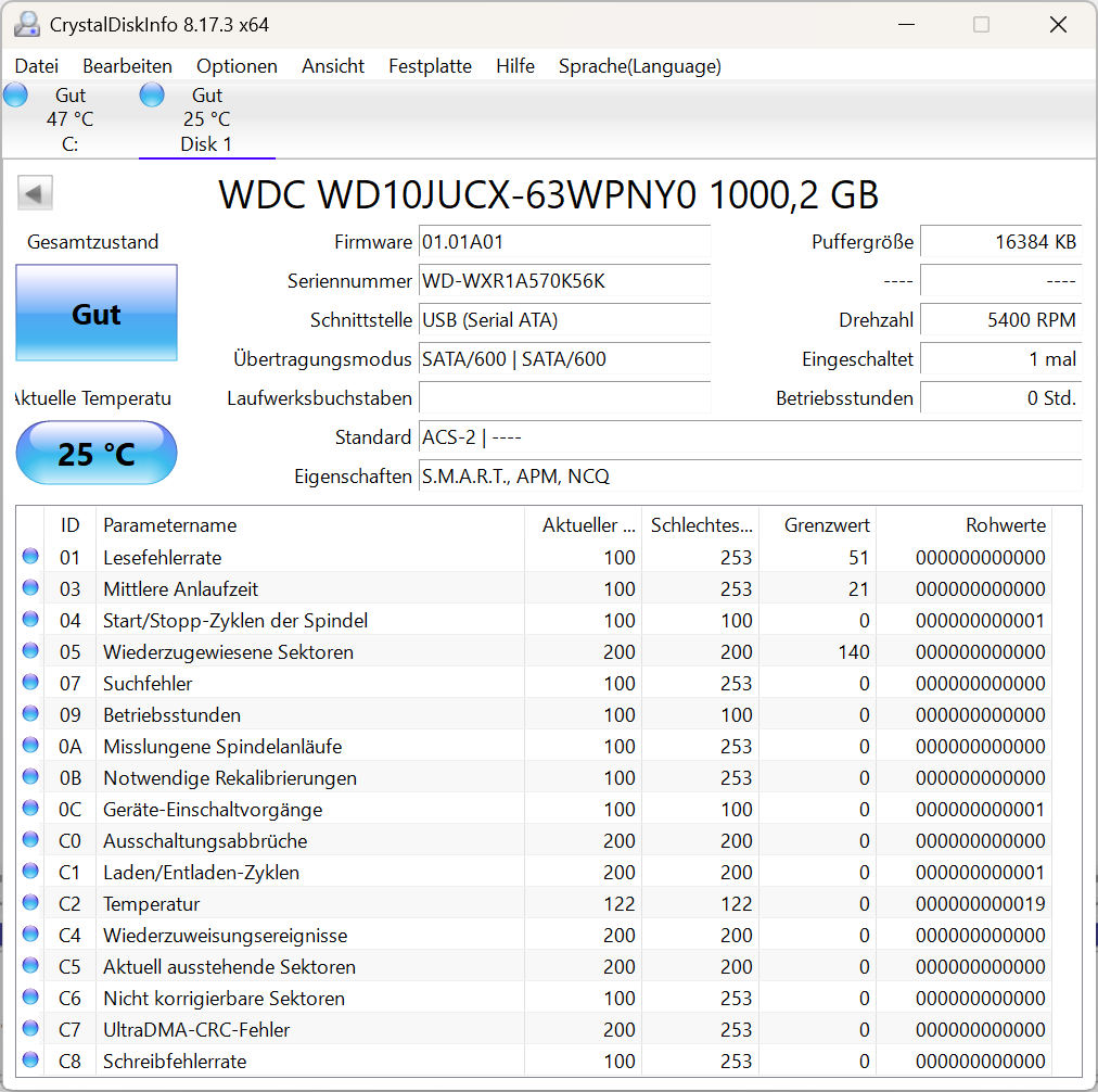 Western Digital WD AV WD10JUCX - 1TB Festplatte 2,5 Zoll 5400RPM SATA3 - 1 TB