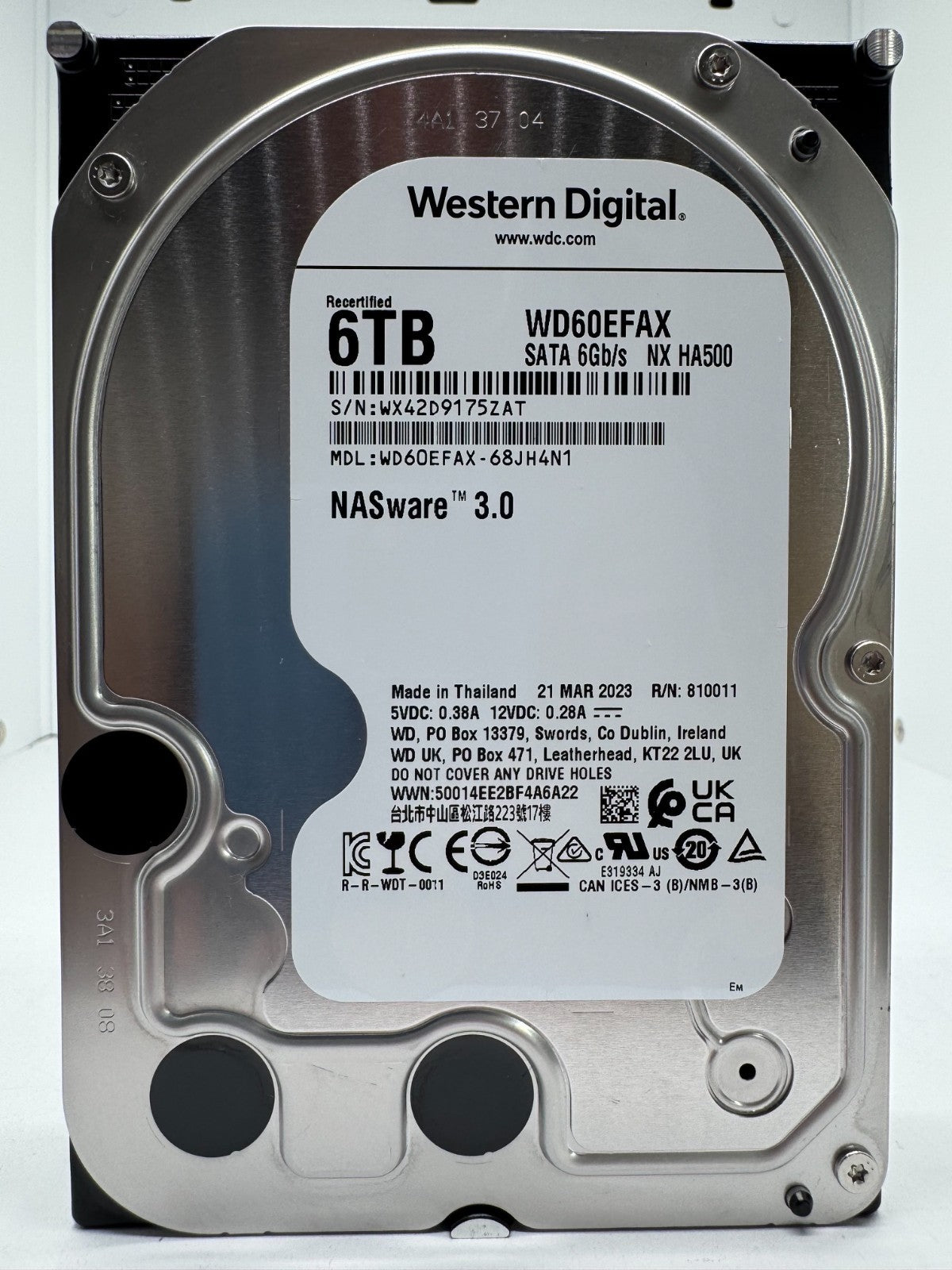 Western Digital WD RED WD60EFAX 68JH4N1 6TB interne Festplatte 5400 RPM SATA3