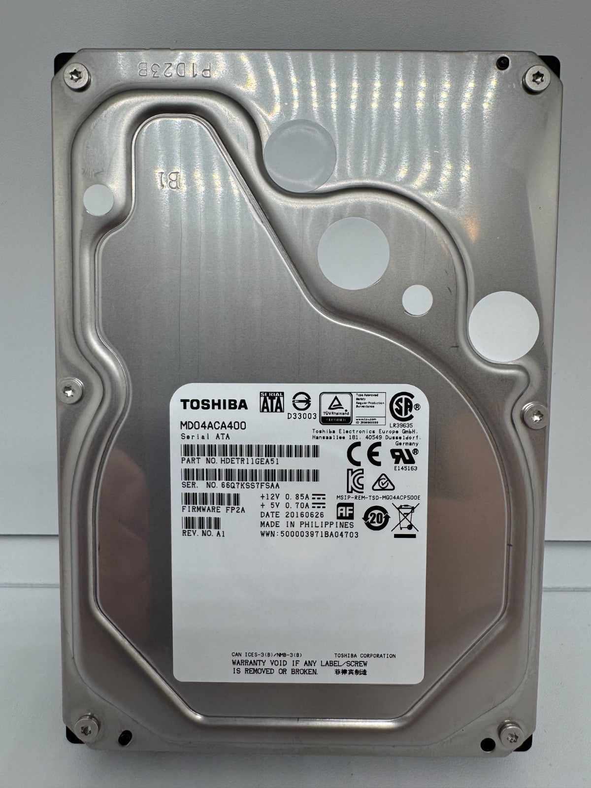 Toshiba 4TB Interne Festplatte MD04ACA400 3,5 Zoll HDD 7200RPM 4 TB