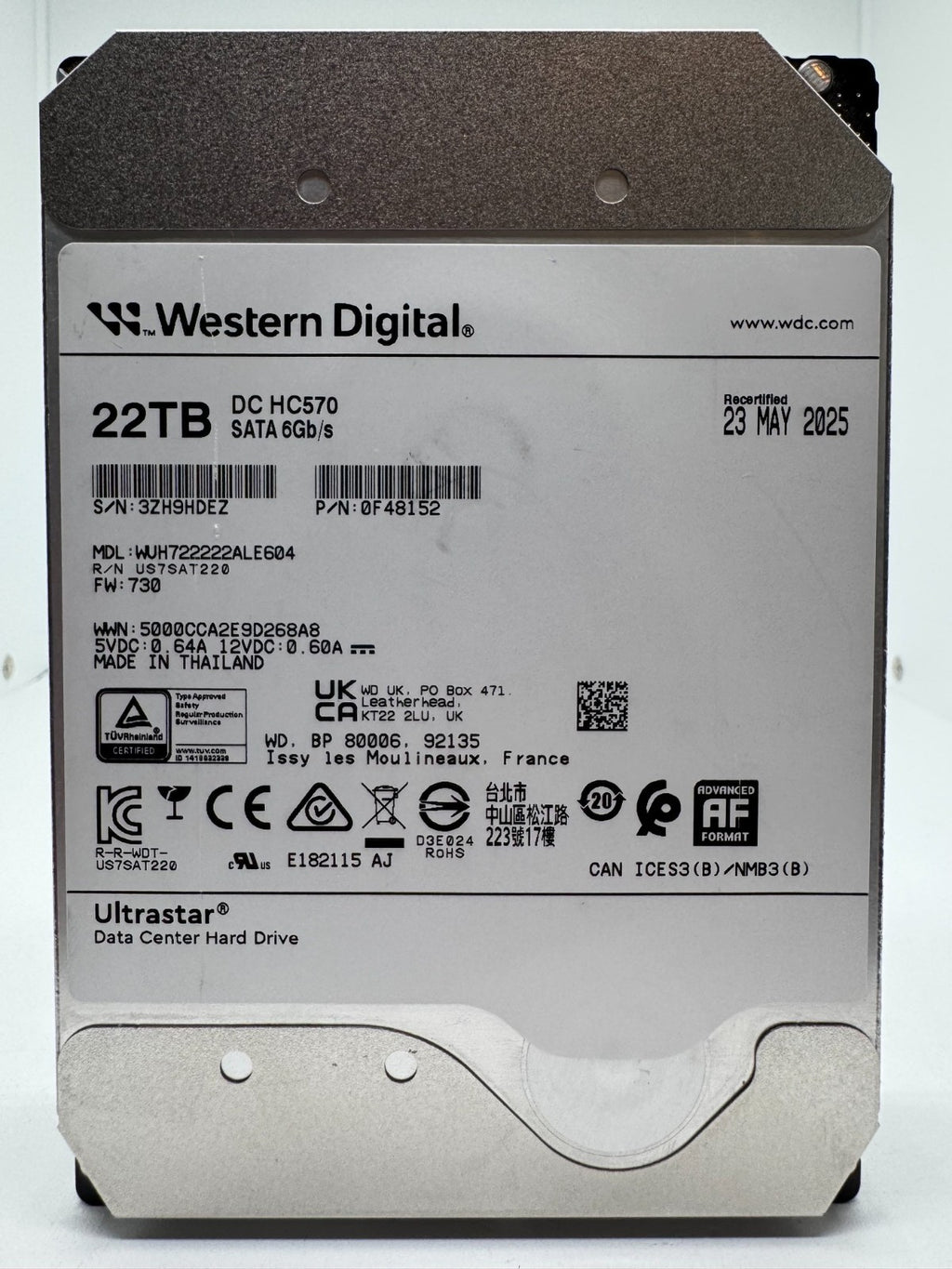 Western Digital Ultrastar DC HC570 22TB Festplatte 7200upm SATA3 WUH722222ALE604