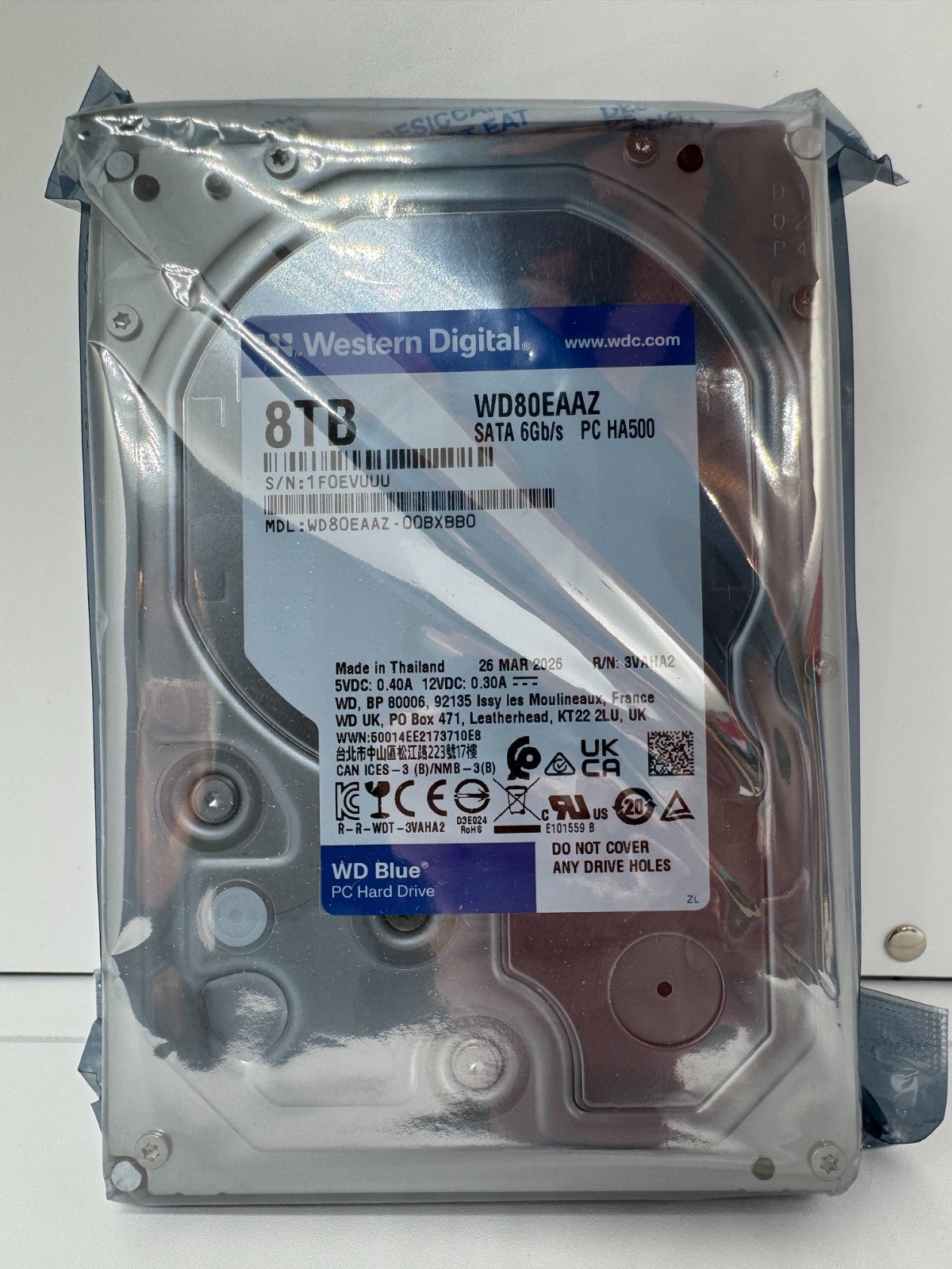 Western Digital WD Blue WD80EAAZ - 8TB Festplatte 5640RPM SATA 3 -8 TB