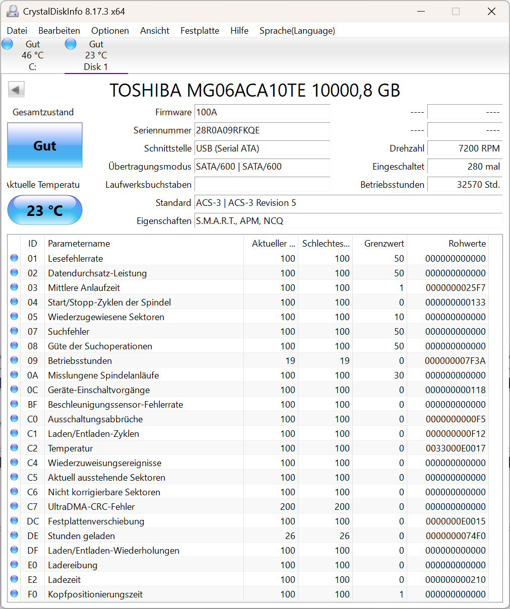 Toshiba Enterprise Capacity 10TB Interne Festplatte MG06ACA10TE 3,5 Zoll HDD KQE