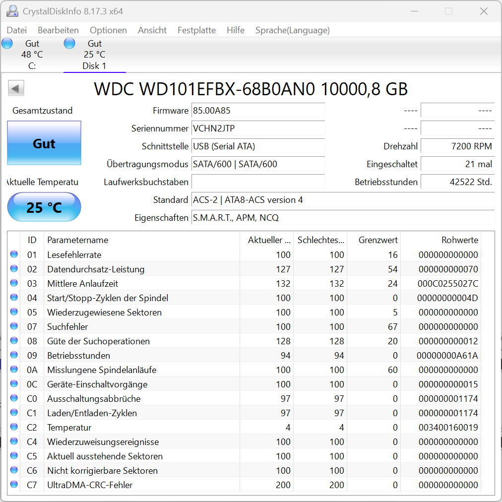 Western Digital WD RED Plus WD101EBFX 10TB interne Festplatte 7200 RPM SATA3
