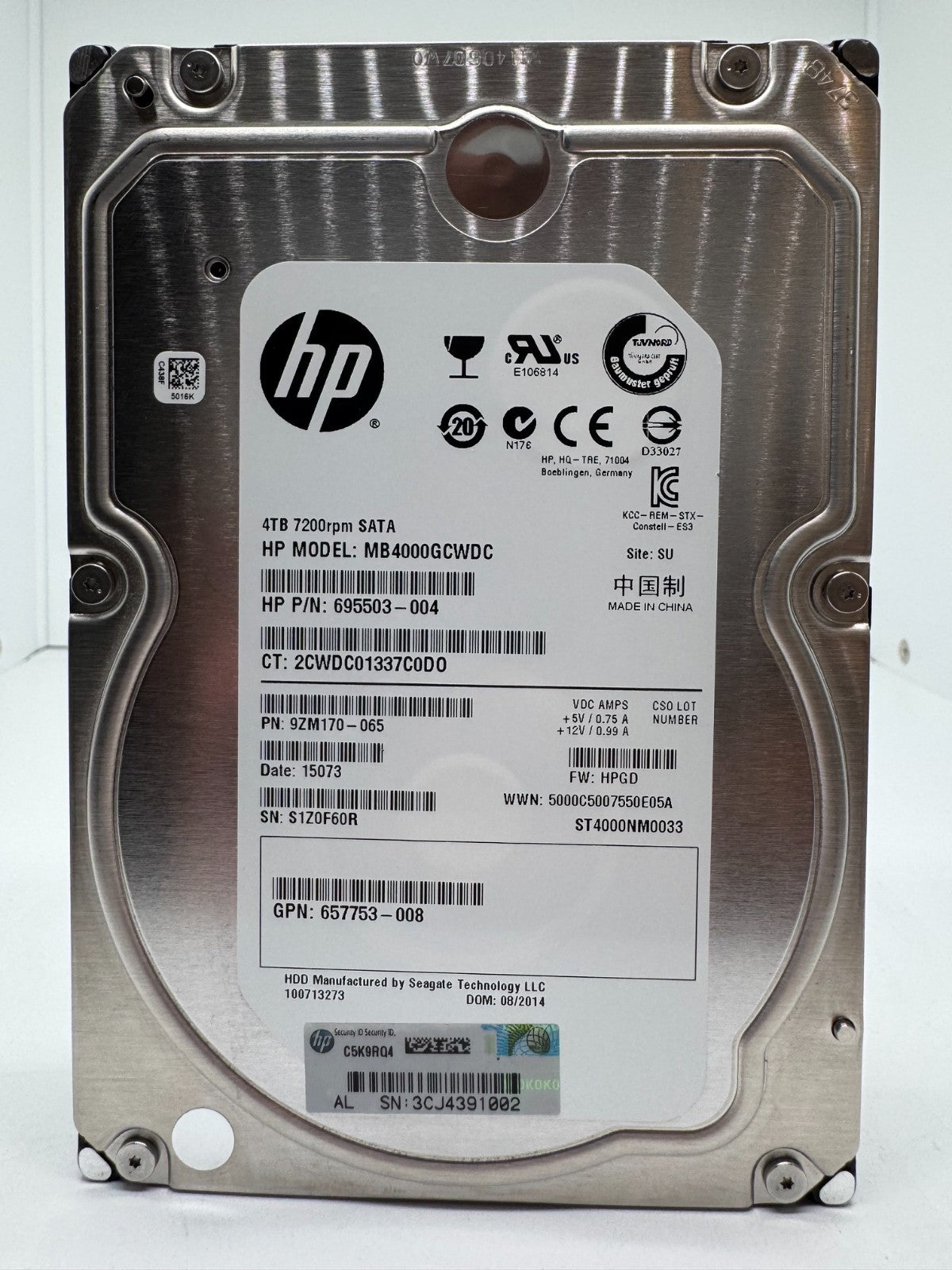 HP MB4000GCWDC 695503-004 interne Festplatte 4TB SATA3 3,5 Zoll