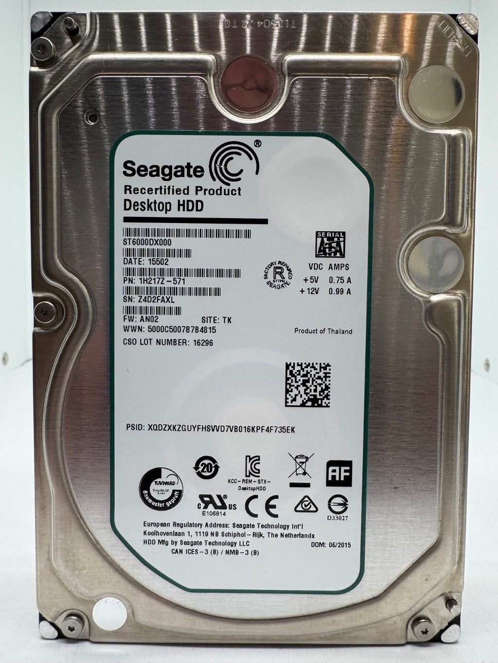 Seagate Desktop HDD ST6000DX000 Interne Festplatte 6TB 3,5" HDD SATA -AXL