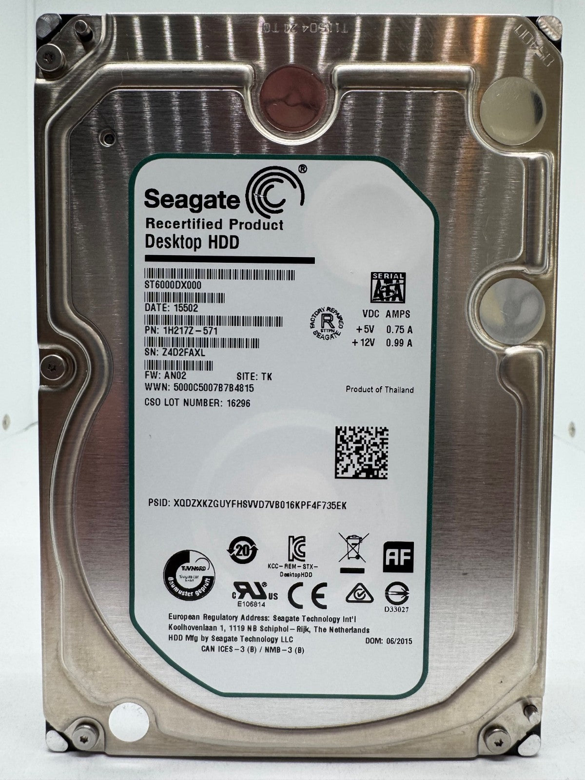 Seagate Desktop HDD ST6000DX000 Interne Festplatte 6TB 3,5" HDD SATA -AXL