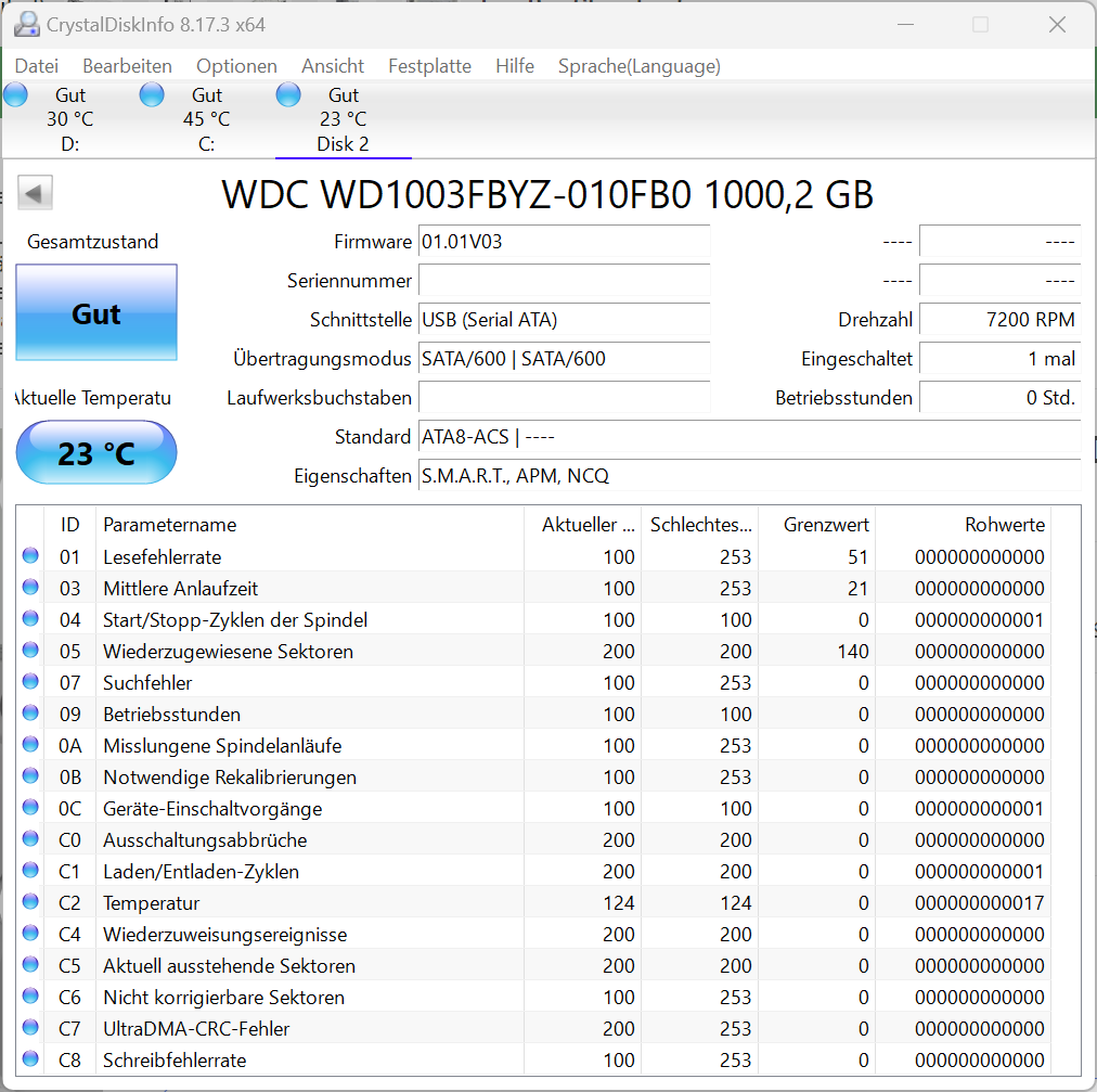 Western Digital WD1003FBYZ WD RE 1TB Festplatte HDD 7200 RPM SATA 3 - 1 TB