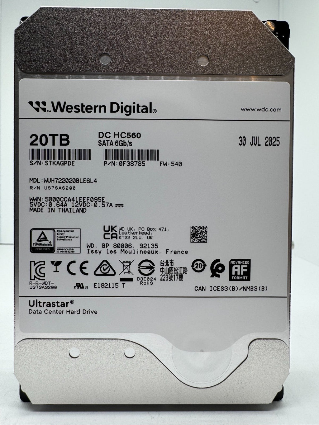 Western Digital Ultrastar DC HC560 20TB Festplatte SATA3 WUH722020BLE6L4 -PDE