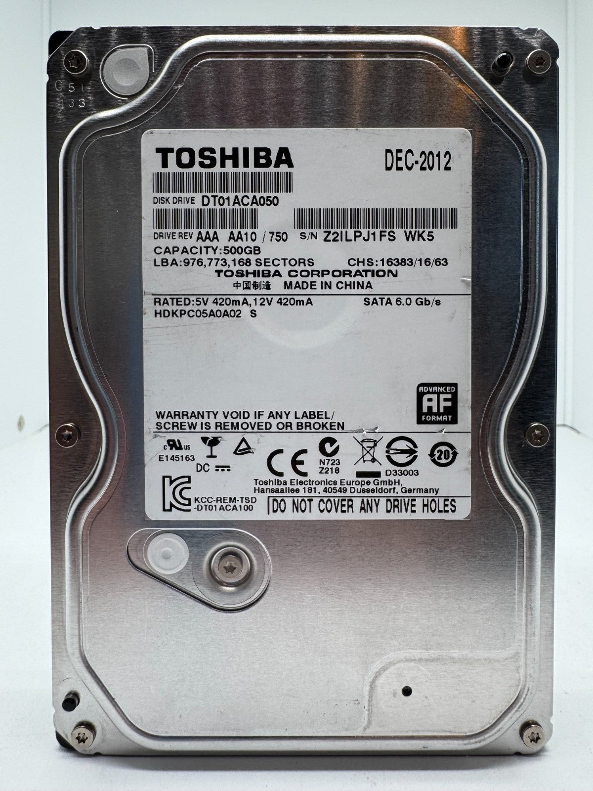 Toshiba DT01ACA050 - 500GB Festplatte 7200RPM SATA 3 - 500 GB