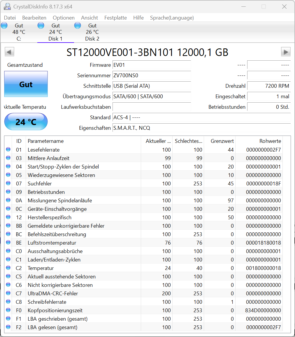 Seagate SkyHawk AI 12TB interne Festplatte ST12000VE001 SATA3 256MB Cache