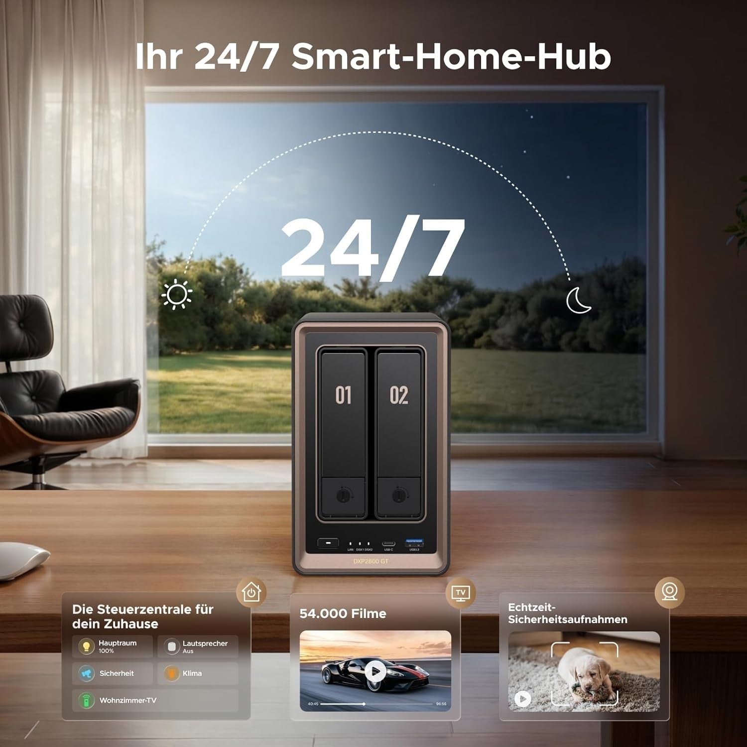 Ugreen NASync DXP2800 GT inkl. 36TB (2x 18TB Bestpreis Festplatte) Desktop NAS