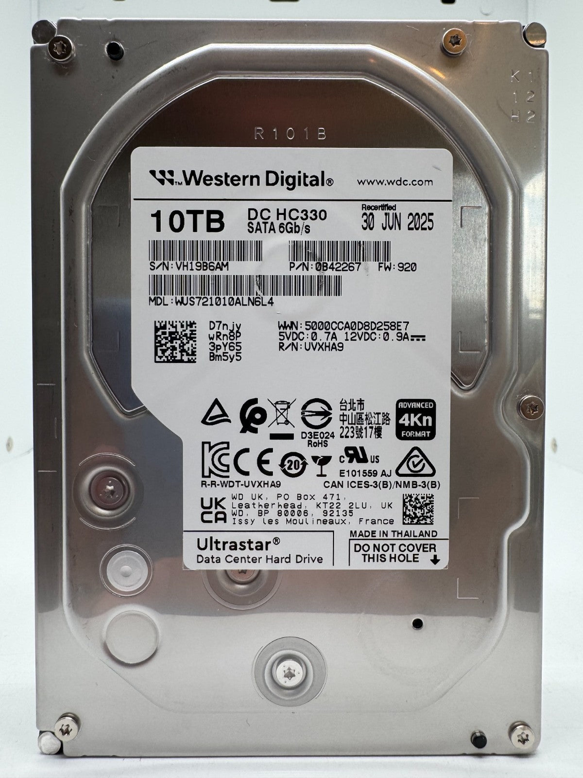 Western Digital Ultrastar DC HC330 10TB Festplatte SATA3 WUS721010ALN6L4 -6AM