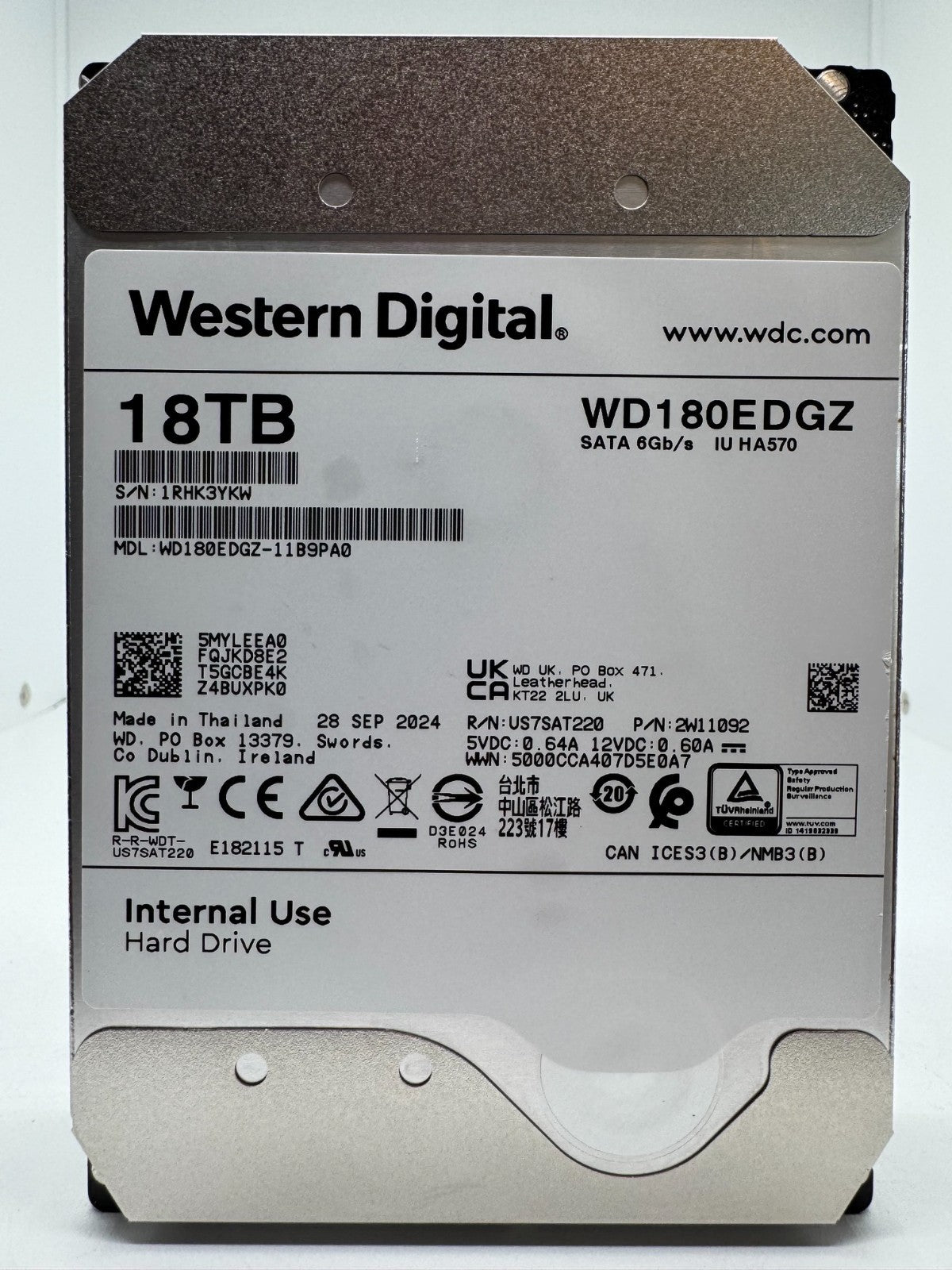 Western Digital WD180EDGZ interne Festplatte 18TB 7200upm SATA3 HDD 3,5" -YKW