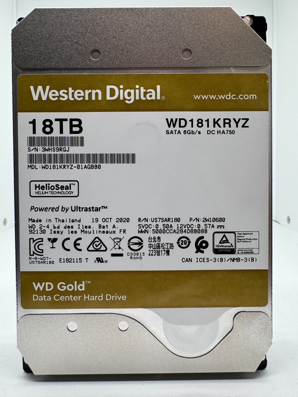 Western Digital WD GOLD WD181KRYZ interne Festplatte 18TB 7200upm SATA3 3,5"