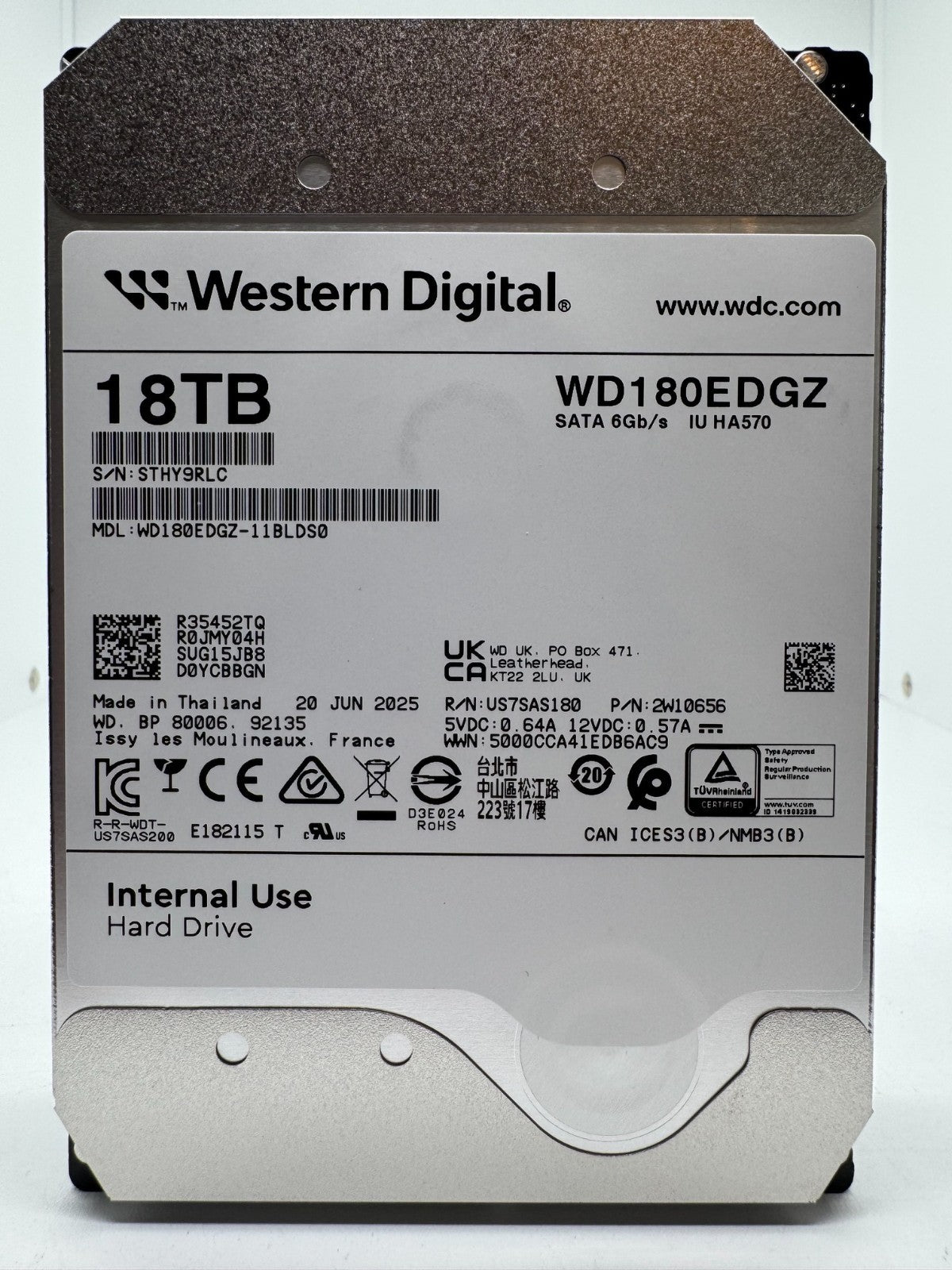 Western Digital WD180EDGZ interne Festplatte 18TB 7200upm SATA3 HDD 3,5" -9RLC