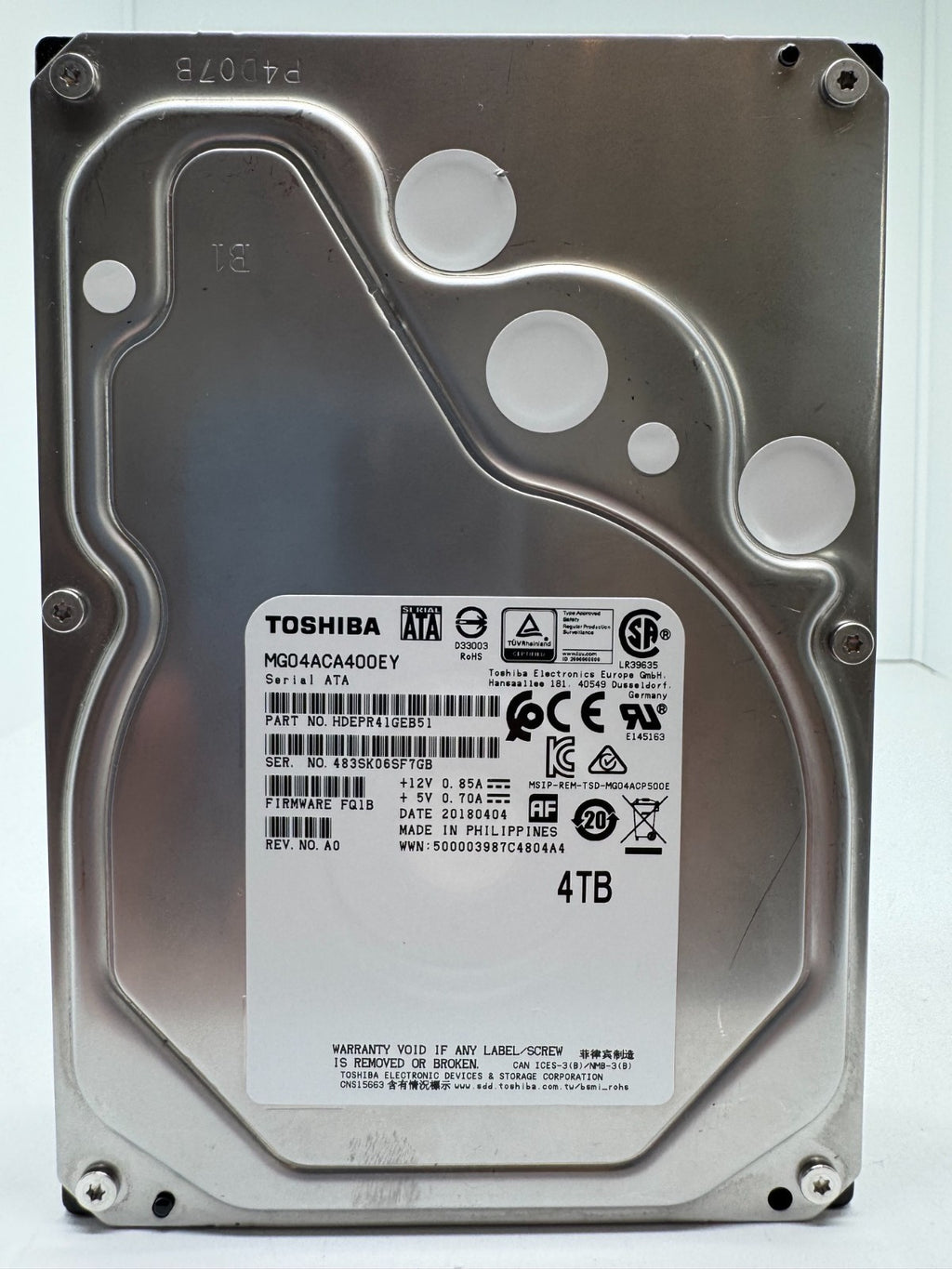 Toshiba MG04ACA400EY Festplatte 4TB intern 3.5" SATA3 7200rpm NAS-geeignet 24/7
