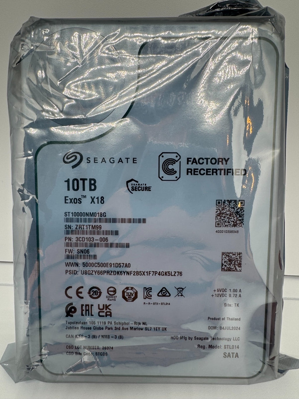 Seagate Exos X18 ST10000NM018G 10TB interne Festplatte  3,5 Zoll SATA3 10 TB