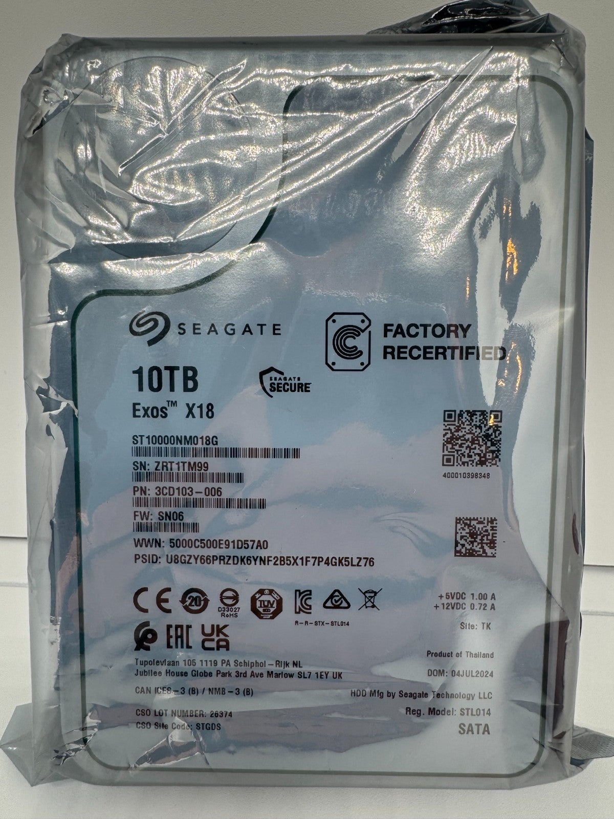 Seagate Exos X18 ST10000NM018G 10TB interne Festplatte  3,5 Zoll SATA3 10 TB