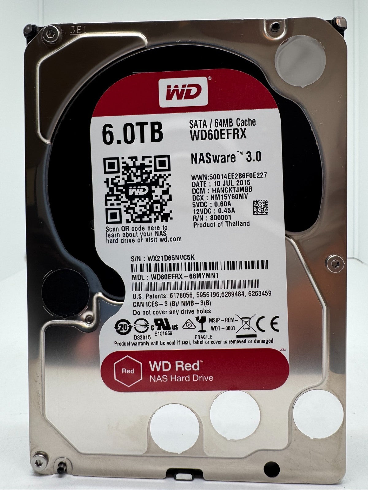 Western Digital WD RED WD60EFRX 68MYMN1 - 6TB interne Festplatte 5400 RPM SATA3