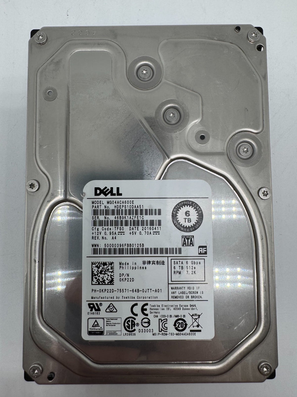 Toshiba MG04ACA600E Festplatte 6TB intern 3.5" SATA3 7200rpm NAS-geeignet 24/7 6