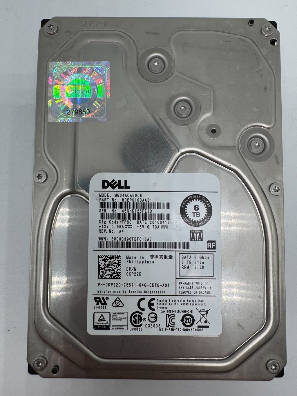 Toshiba MG04ACA600E Festplatte 6TB intern 3.5" SATA3 7200rpm NAS-geeignet 24/7 6