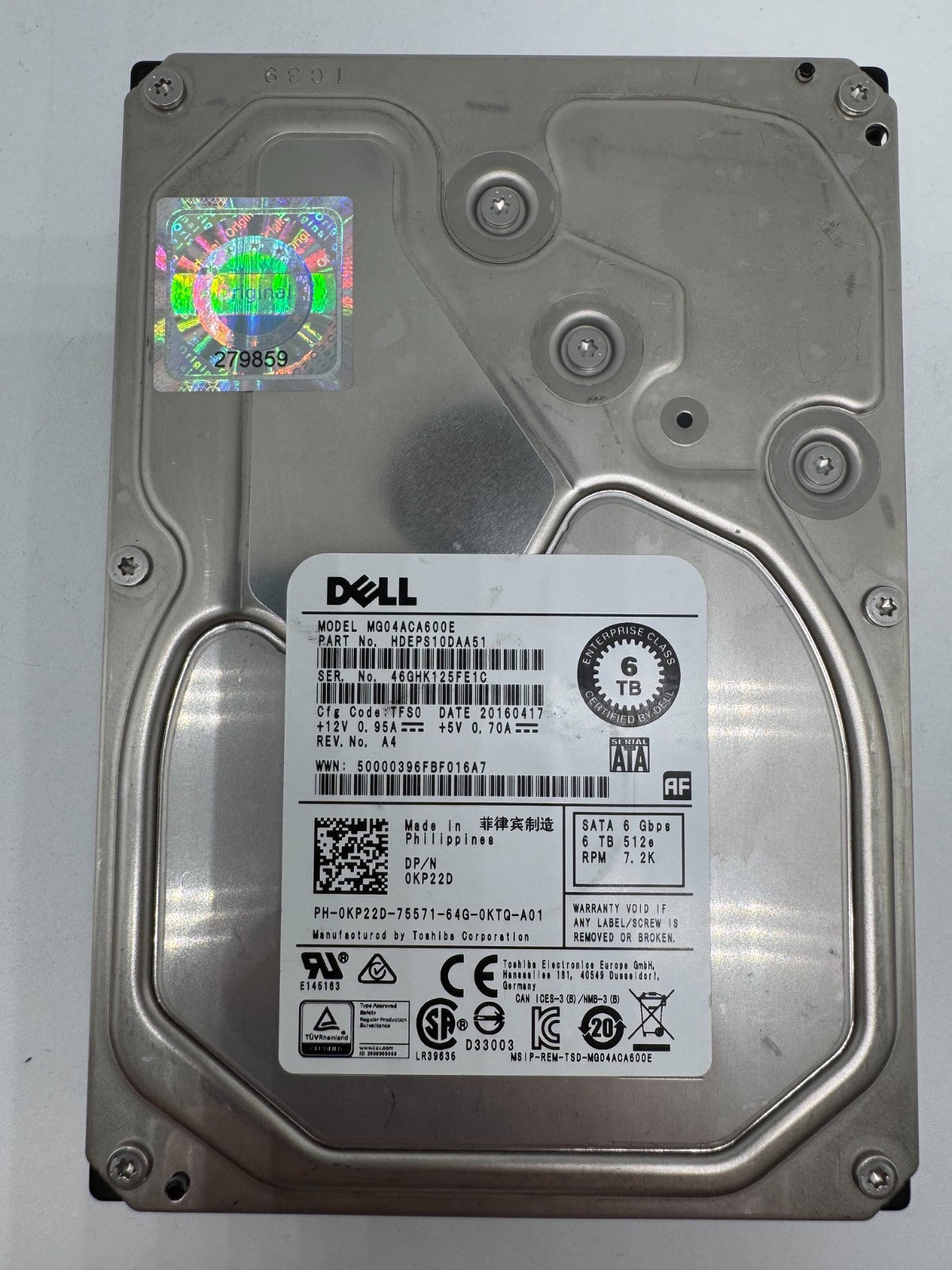 Toshiba MG04ACA600E Festplatte 6TB intern 3.5" SATA3 7200rpm NAS-geeignet 24/7 6