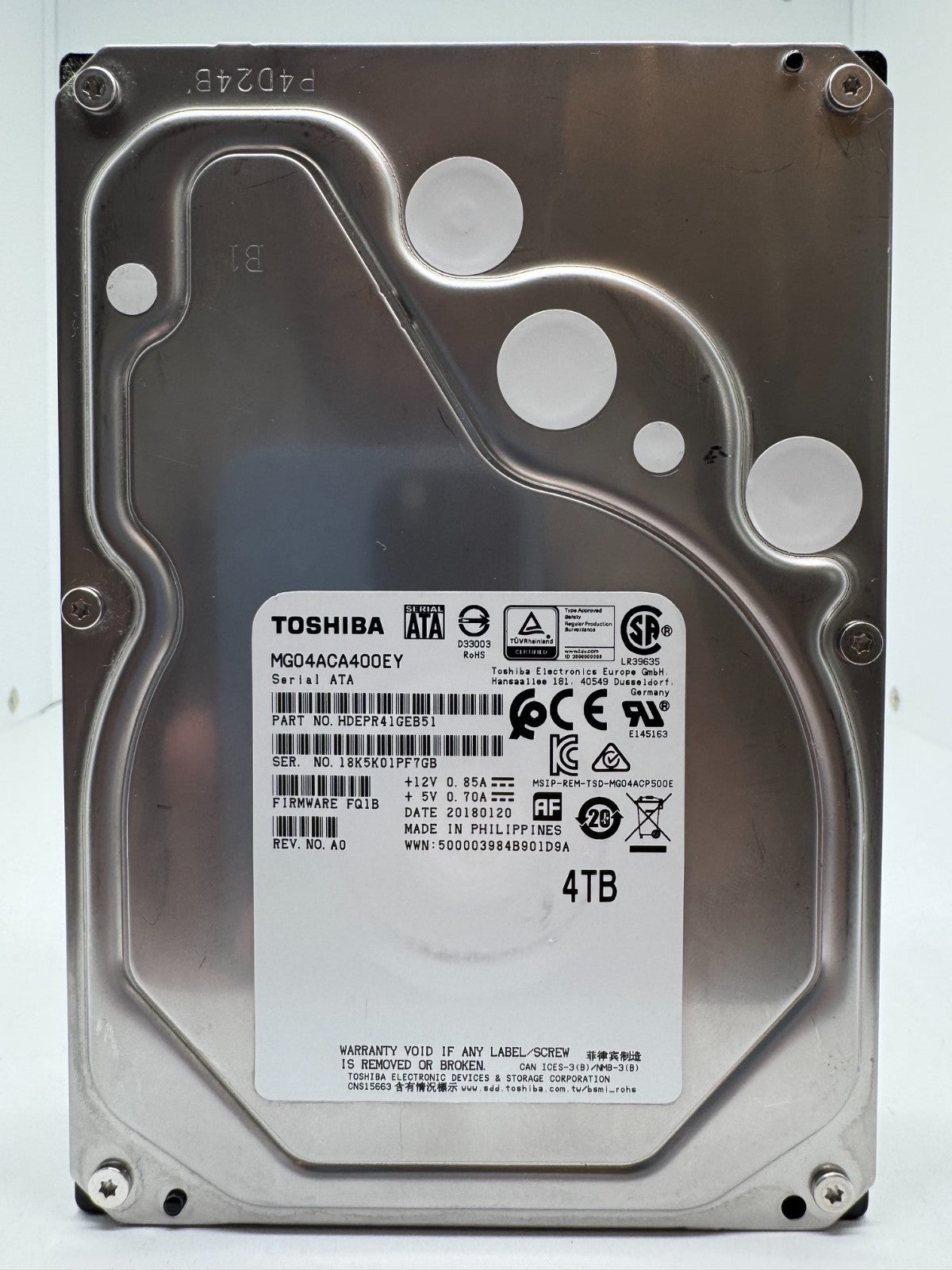 Toshiba MG04ACA400EY Festplatte 4TB intern 3.5" SATA3 7200rpm NAS-geeignet 24/7
