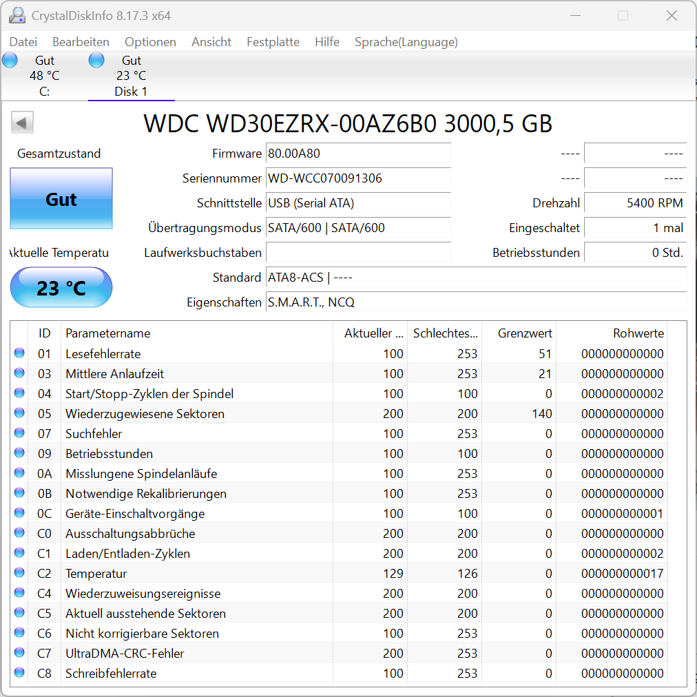 Western Digital WD30EZRX - WD Green 3TB Festplatte 5400RPM SATA 3 -3 TB