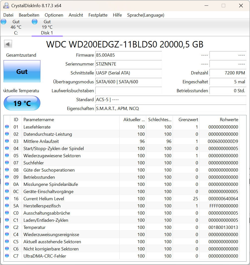 Western Digital WD200EDGZ interne Festplatte 20TB 7200upm SATA3 HDD 3,5 Zoll