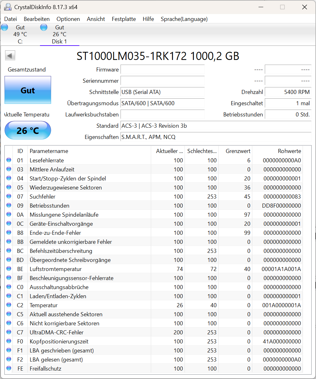 Seagate Mobile HDD ST1000LM035 - 1TB - 2,5 Zoll SATA3 Festplatte 7mm Bauhöhe