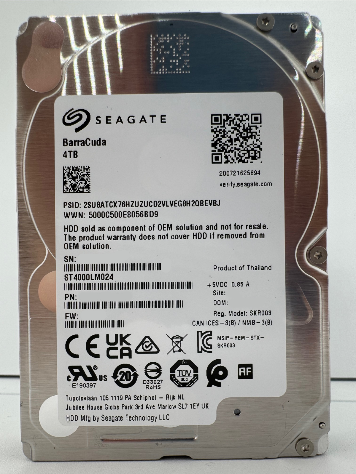Seagate BarraCuda HDD ST4000LM024 - 4TB - 2,5 Zoll SATA3 Festplatte 15mm Bauhöhe