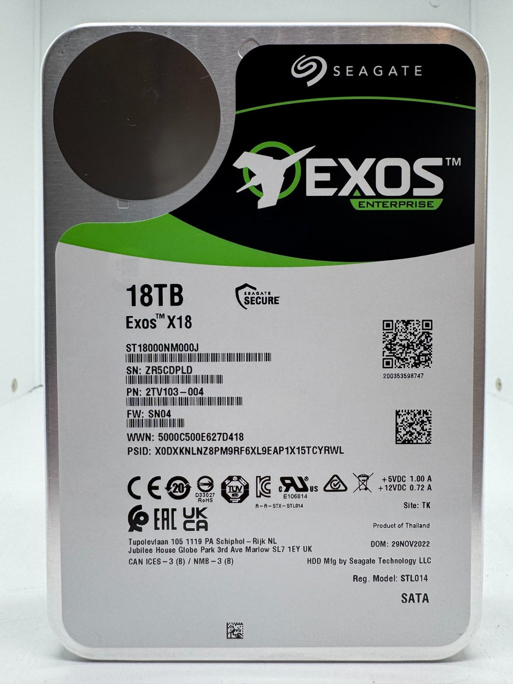 Seagate Exos X18 18TB interne Festplatte ST18000NM000J 3,5 Zoll SATA3 -PLD
