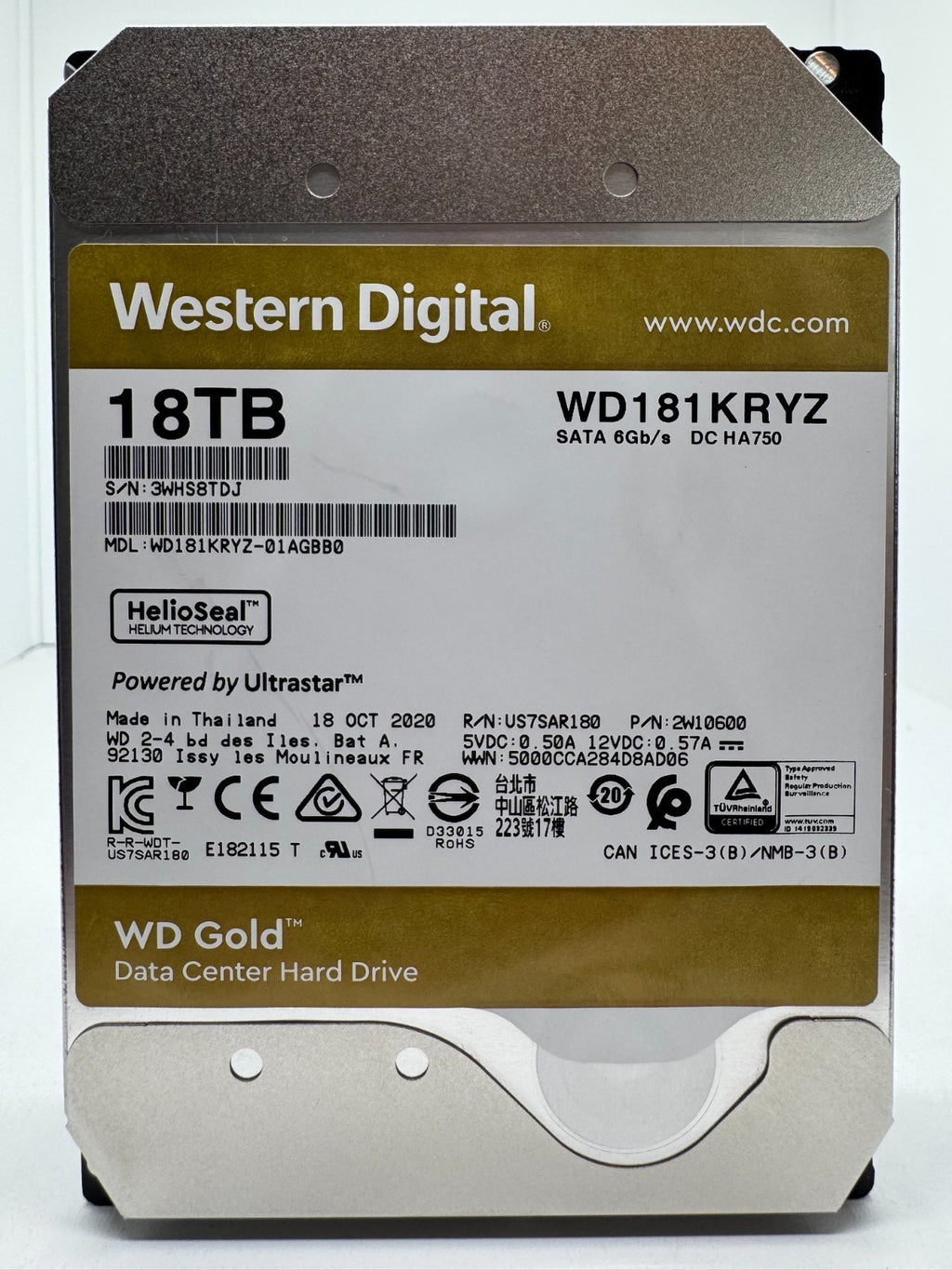 Western Digital WD GOLD WD181KRYZ interne Festplatte 18TB 7200upm SATA3 3,5"