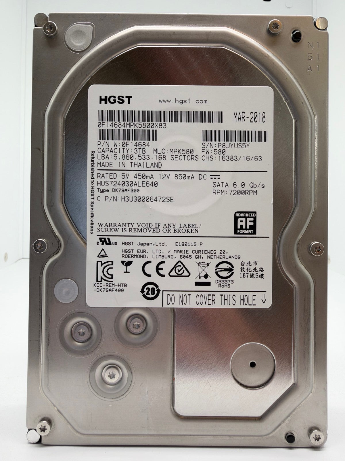 HGST HUS724030ALE640 0F14684 3TB interne Festplatte SATA III 3,5" 3 TB -S5Y