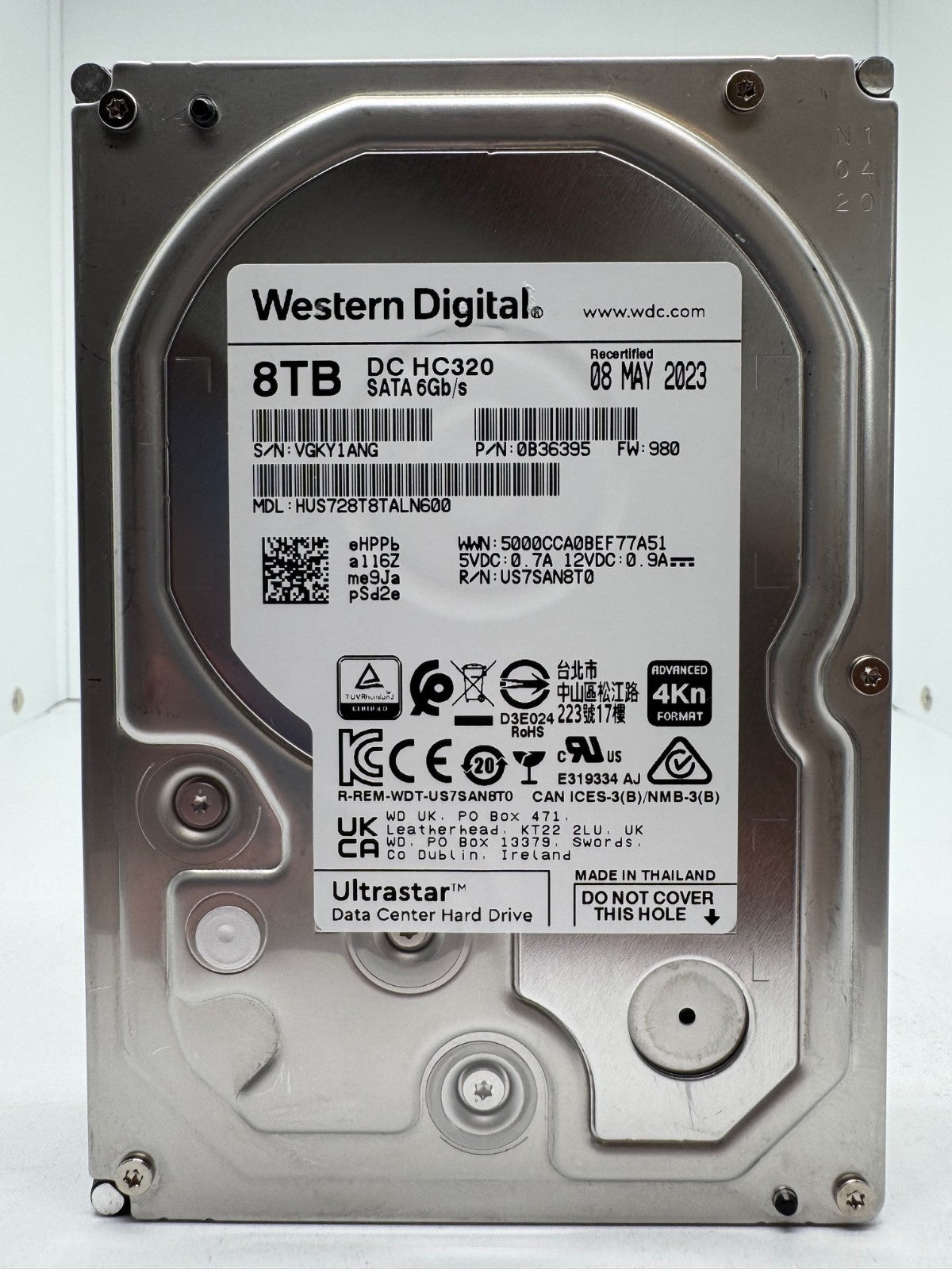 Western Digital Ultrastar DC HC320 8TB Festplatte SATA3 HUS728T8TALN600 -ANG