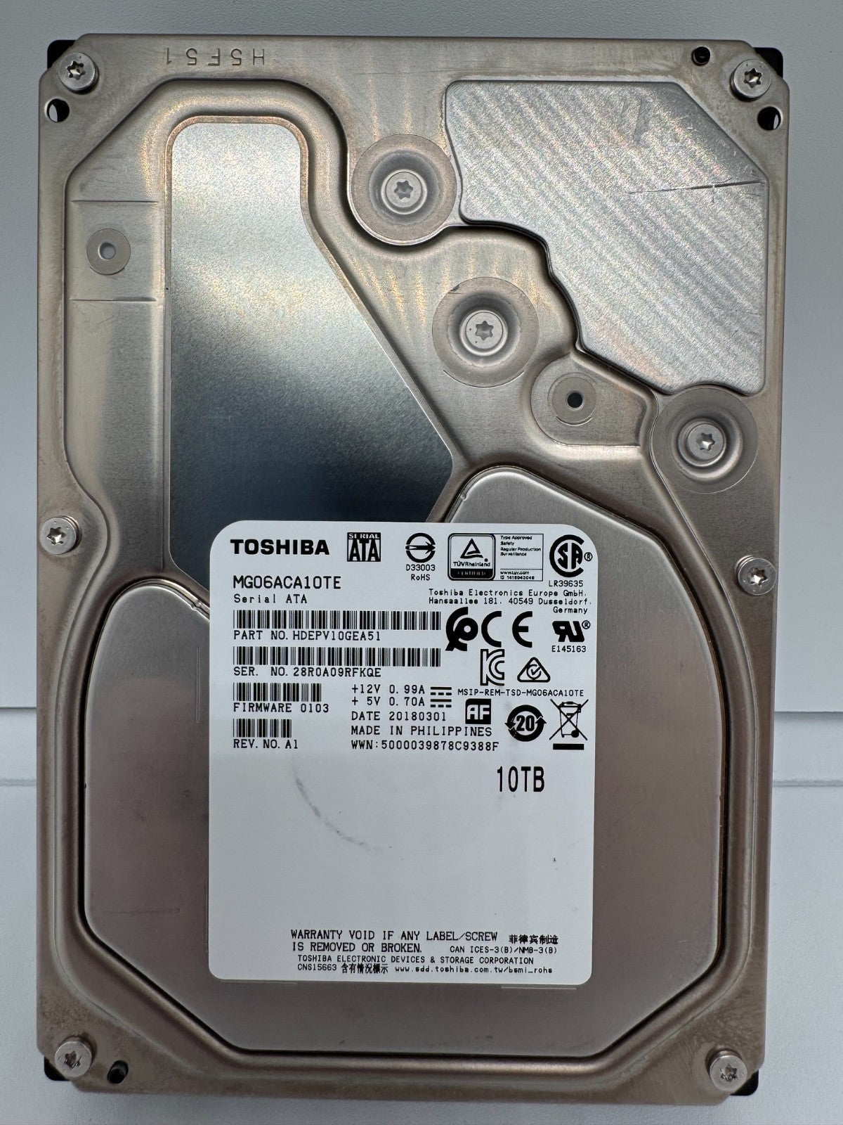 Toshiba Enterprise Capacity 10TB Interne Festplatte MG06ACA10TE 3,5 Zoll HDD KQE